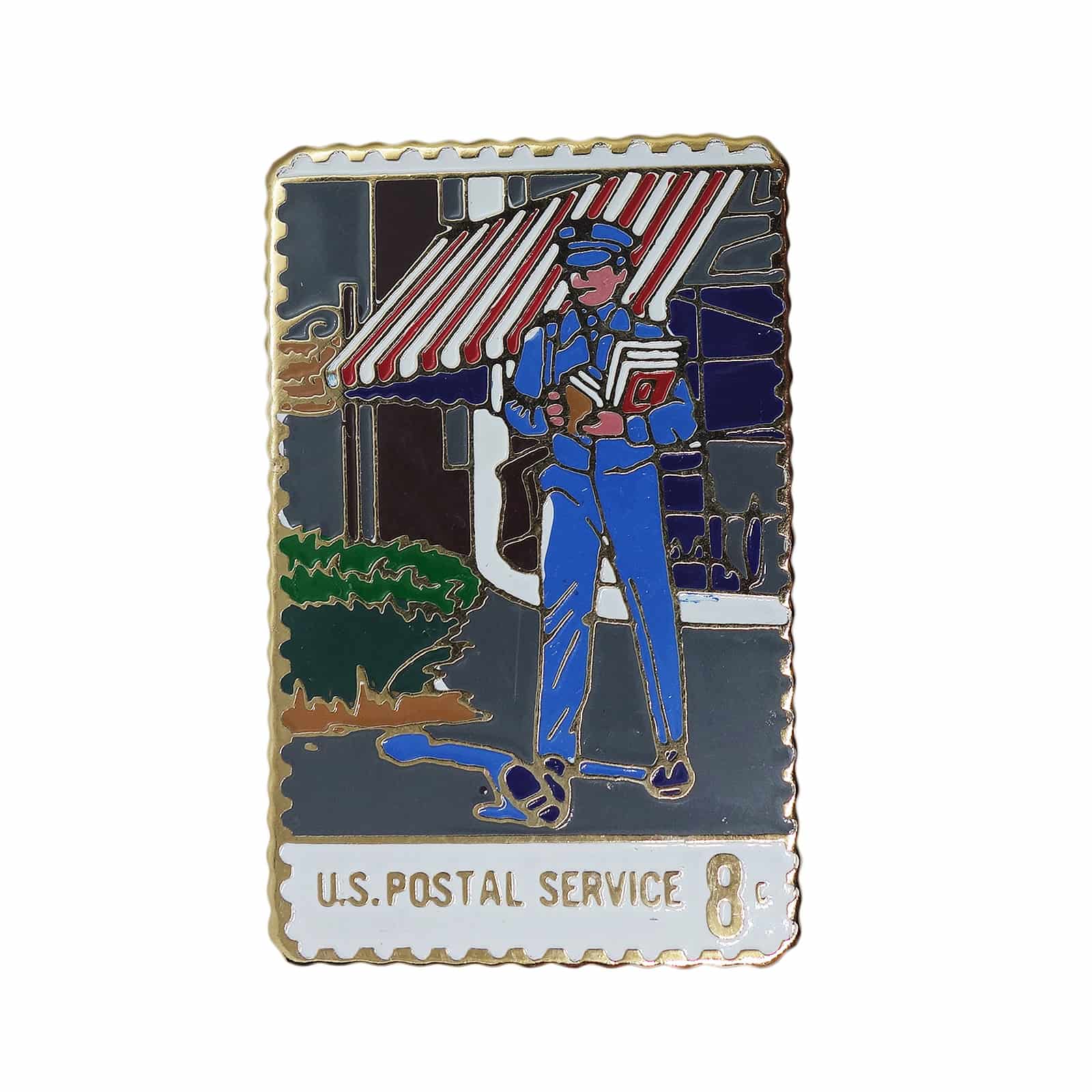U.S. POSTAL SERVICE 8c 切手型 ピンズ 郵便局員 留め具付き