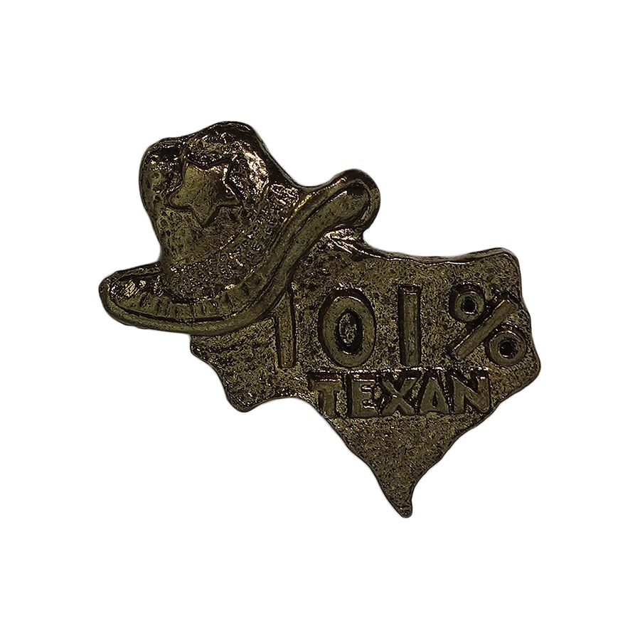 101% TEXAN ピンズ テキサス州 地図型 カウボーイハット 留め具付き