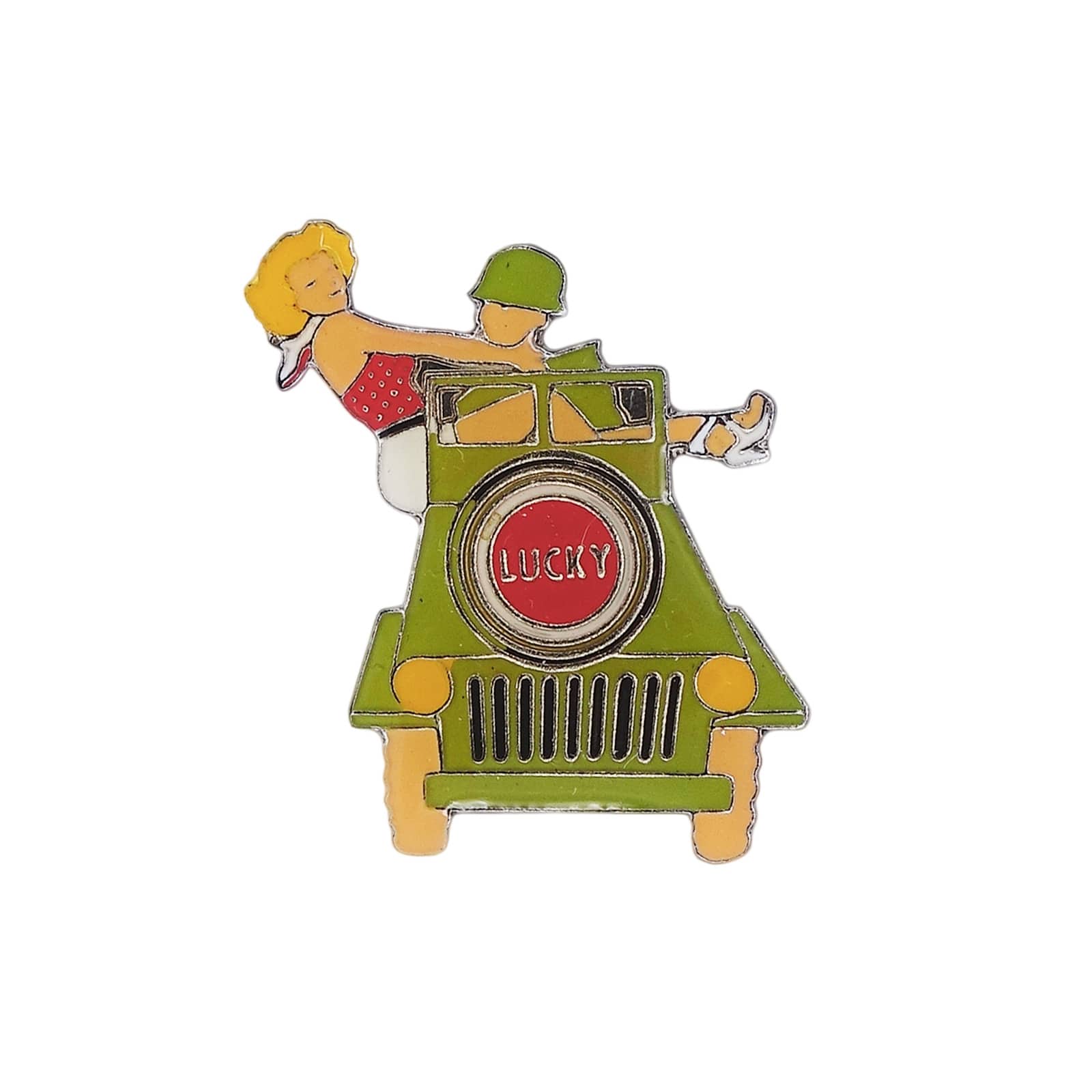 Lucky Strike ラッキーストライク 軍用ジープ 兵士とピンナップガール ピンズ 煙草