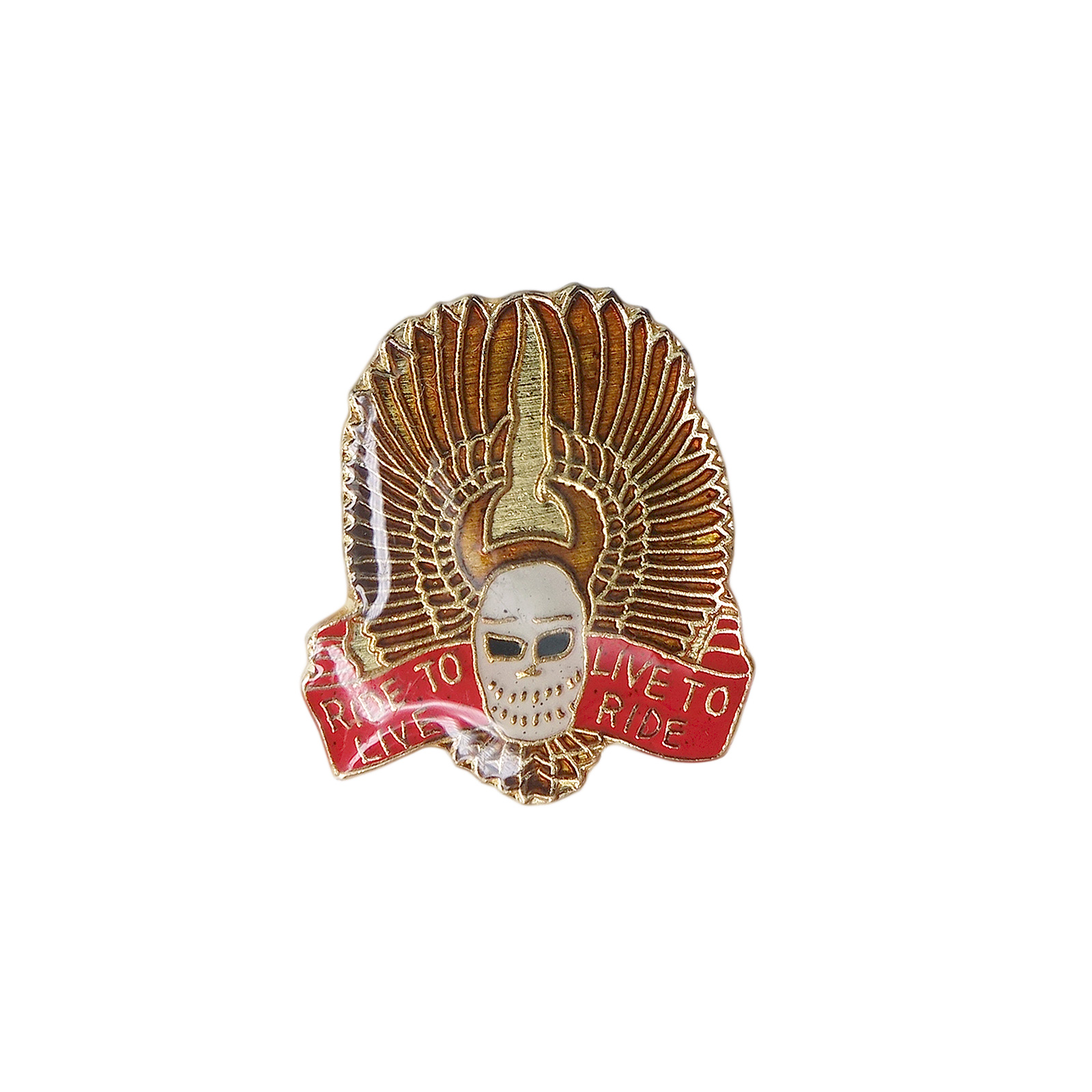 RIDE TO LIVE LIVE TO RIDE スカルウイング バイカー ピンズ PWII