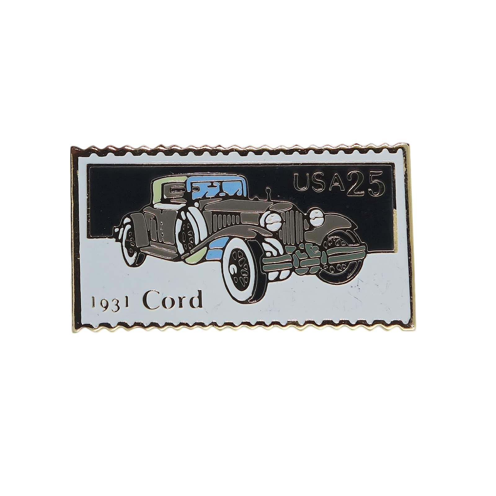 コード クラシックカー USA 25c 切手型 ピンズ 1931 Cord 留め具付き