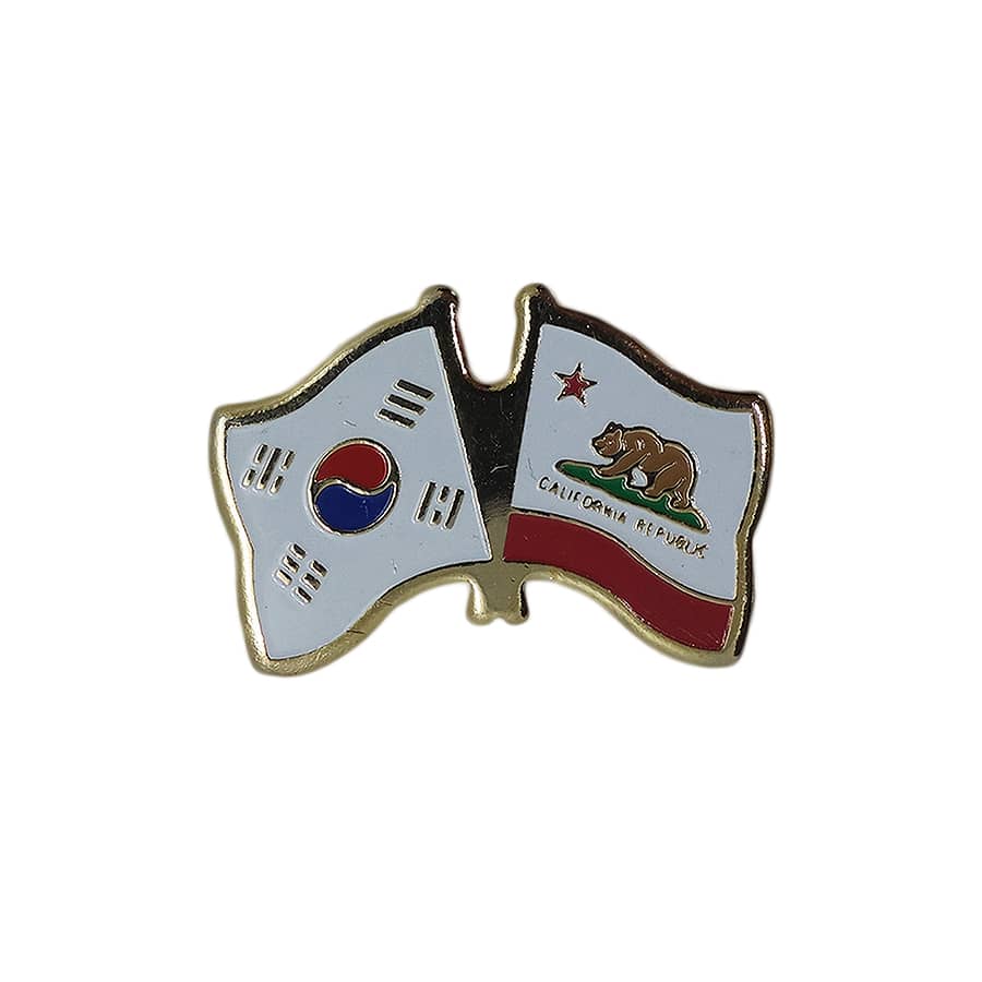韓国 太極旗 × カリフォルニア州旗  ピンズ 留め具付き