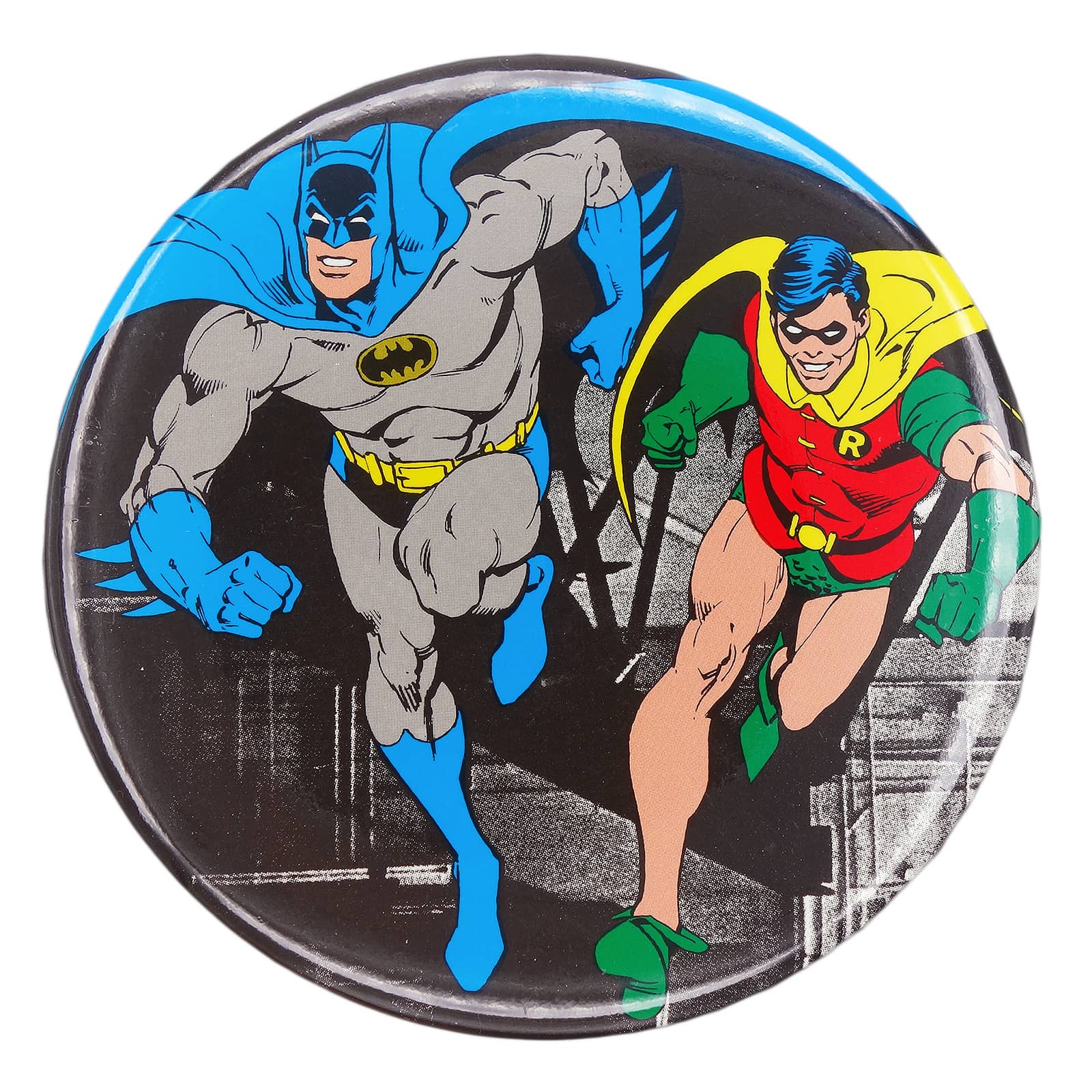 バットマン&ロビン ドでか 缶バッジ バッチ スタンド付き 1982 DC Comics