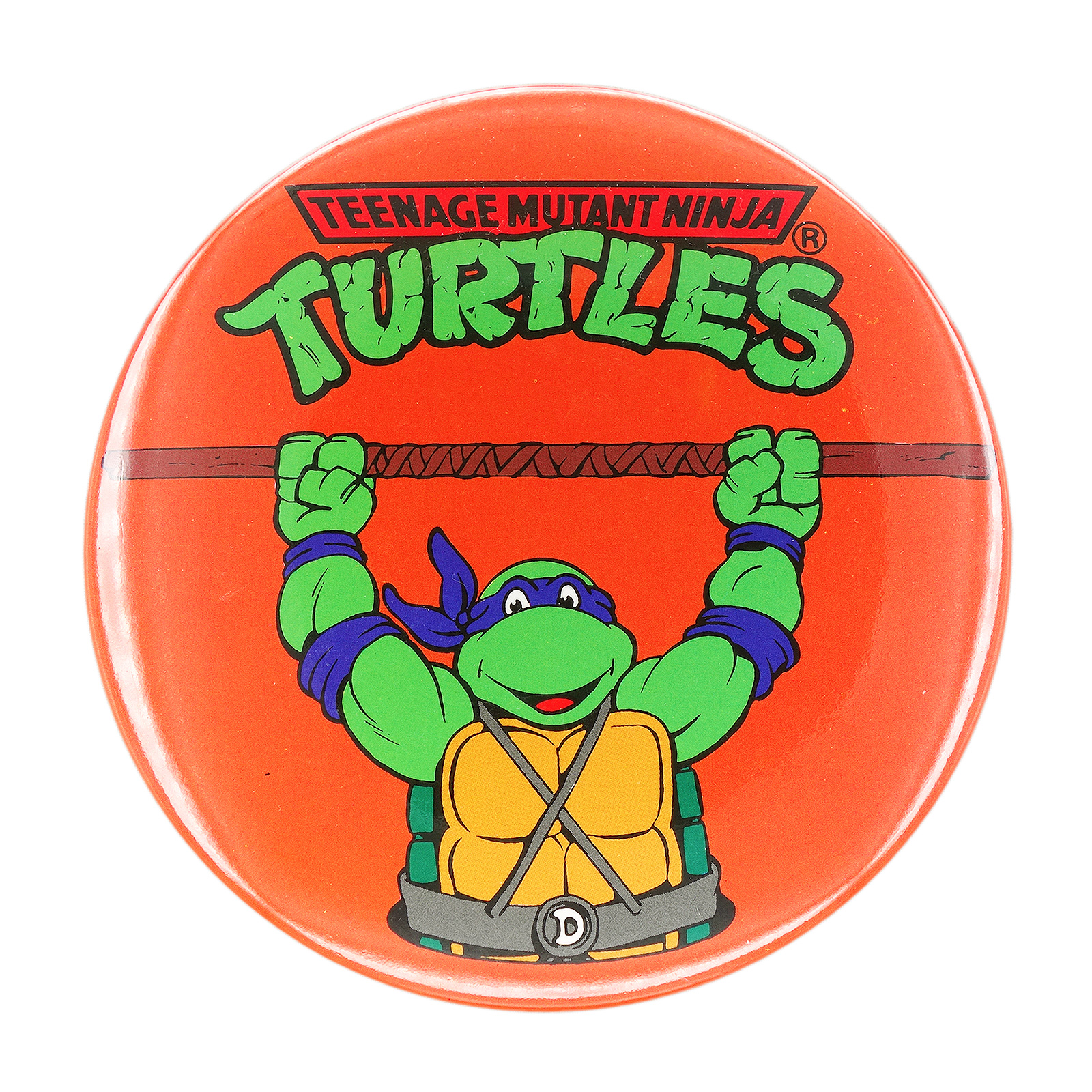 ミュータントタートルズ ドナテロ ドでか 缶バッジ バッチ スタンド付き 1990