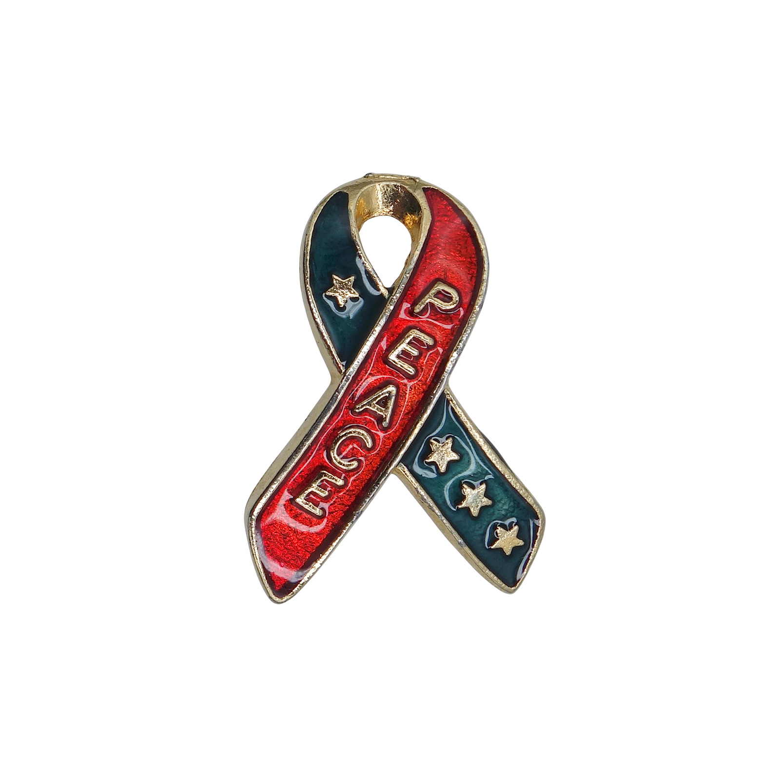 PEACE 星条旗柄 リボン ピンズ