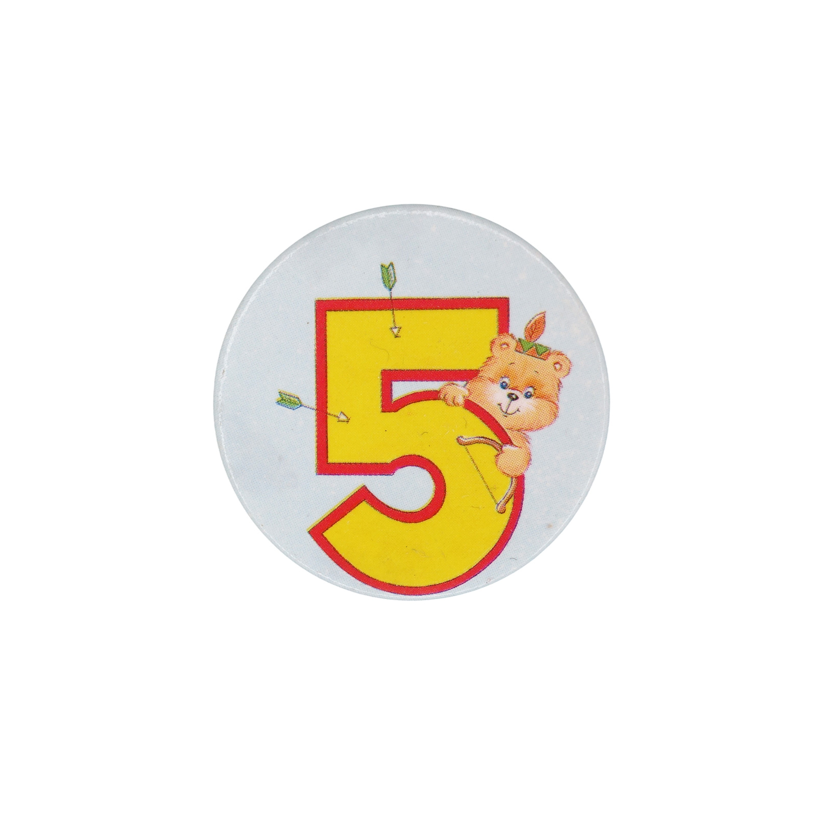 インディアン テディベア 数字5 缶バッジ バッチ