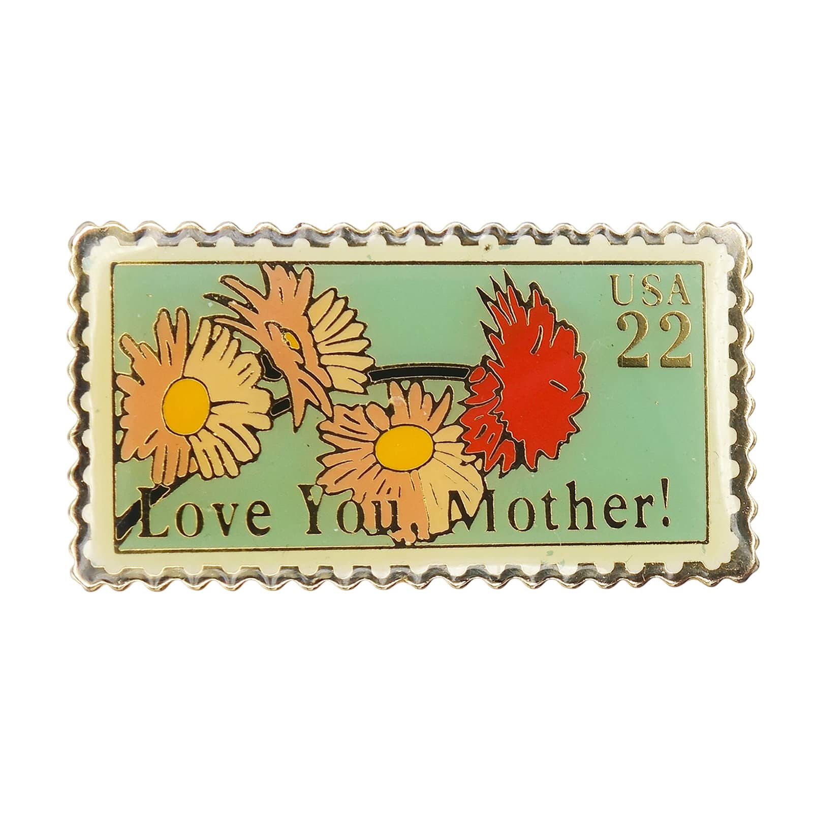 Love You, Mother! 花 USA 22c 切手型 ピンズ