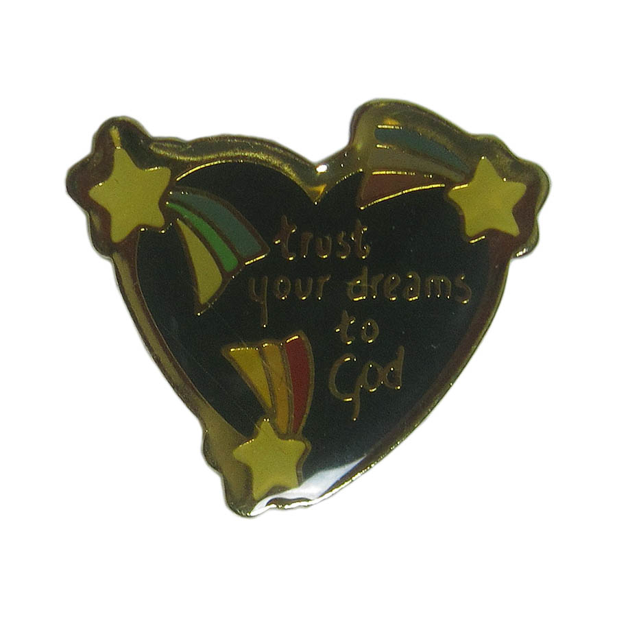 ピンズ ハート 流れ星 trust your dreams to god 留め具付き レトロ