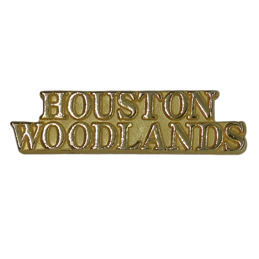 地名 ピンズ HOUSTON WOODLANDS テキサス 金色 文字 留め具付き