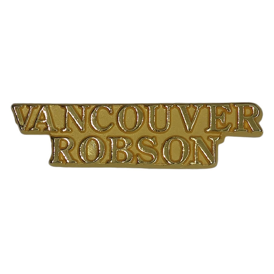 地域名 ピンズ VANCOUVER ROBSON カナダ 金色 文字 留め具付き