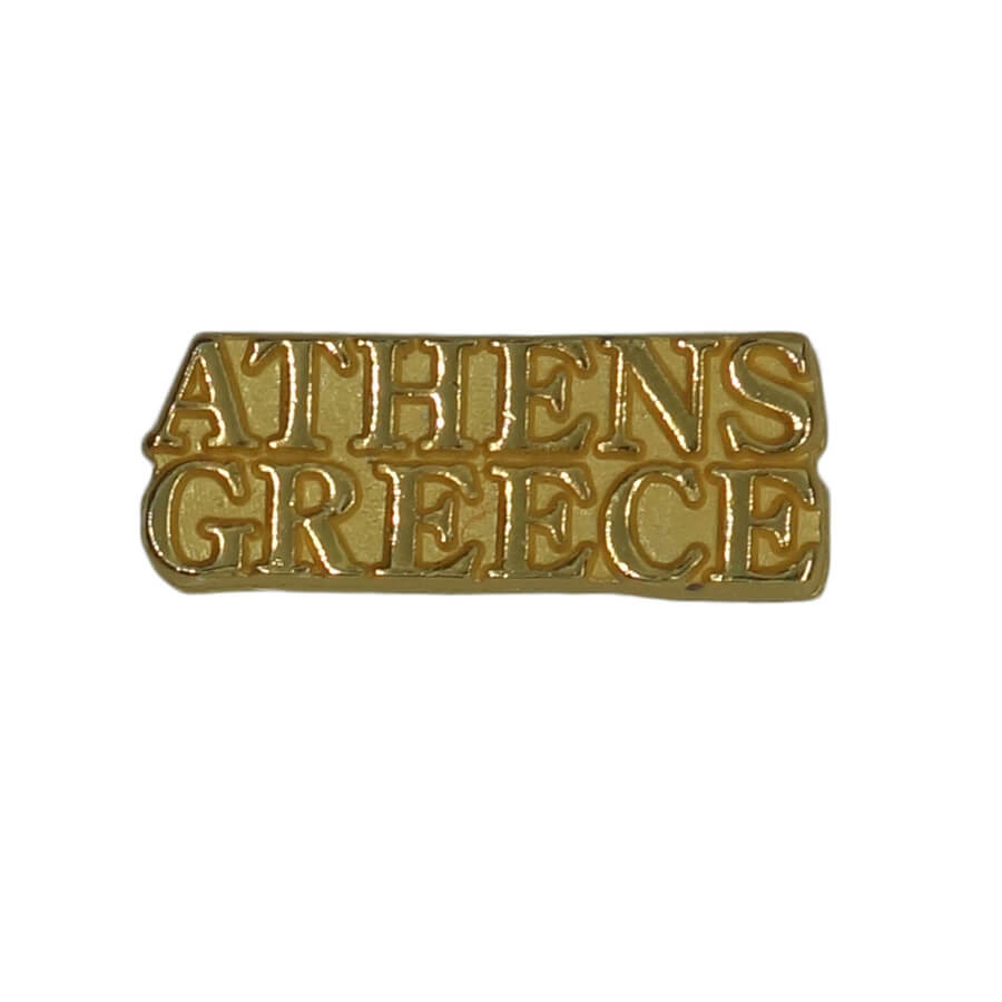 都市名 ピンズ ATHENS GREECE ギリシャ アテネ 金色 文字 留め具付き