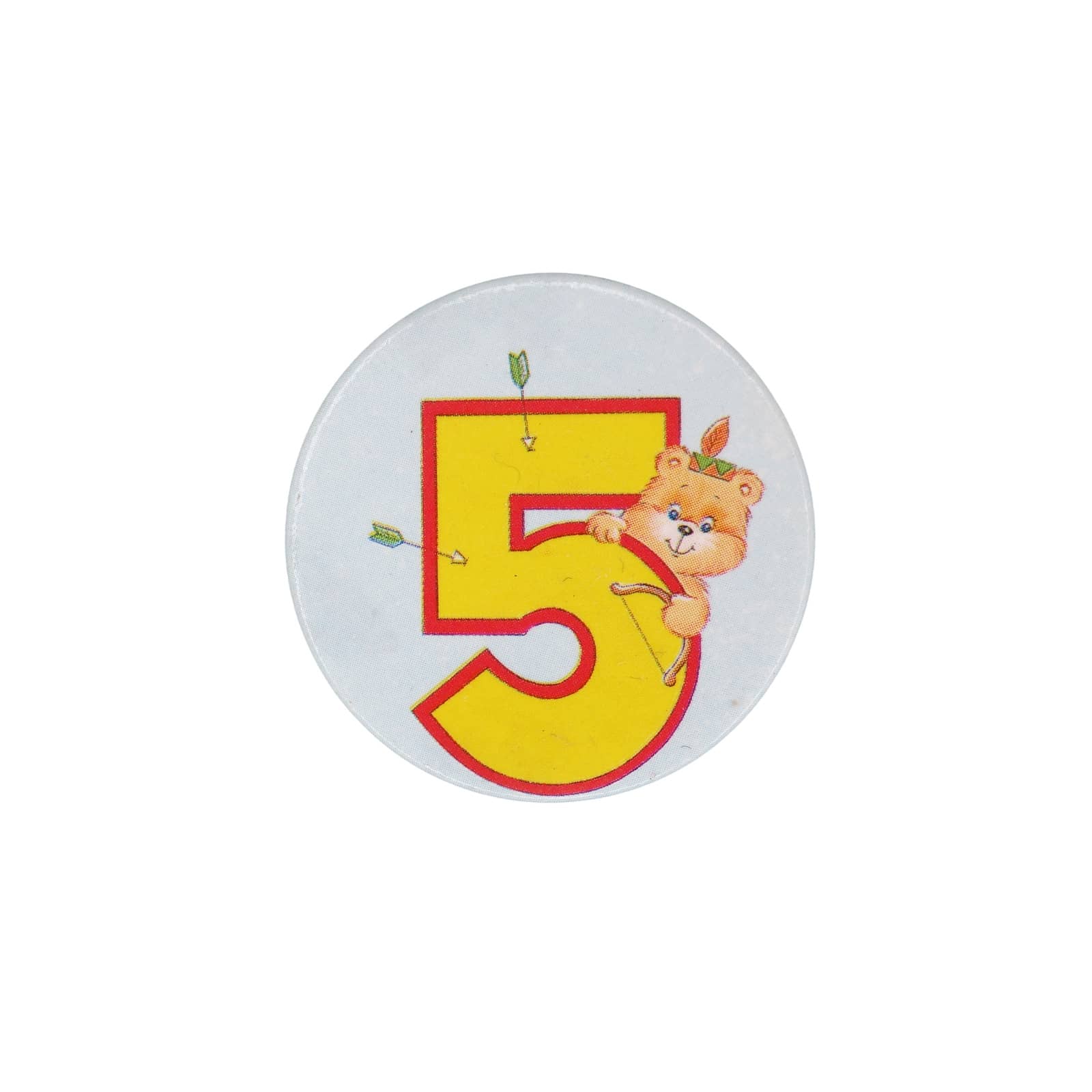 インディアン テディベア 数字5 缶バッジ バッチ