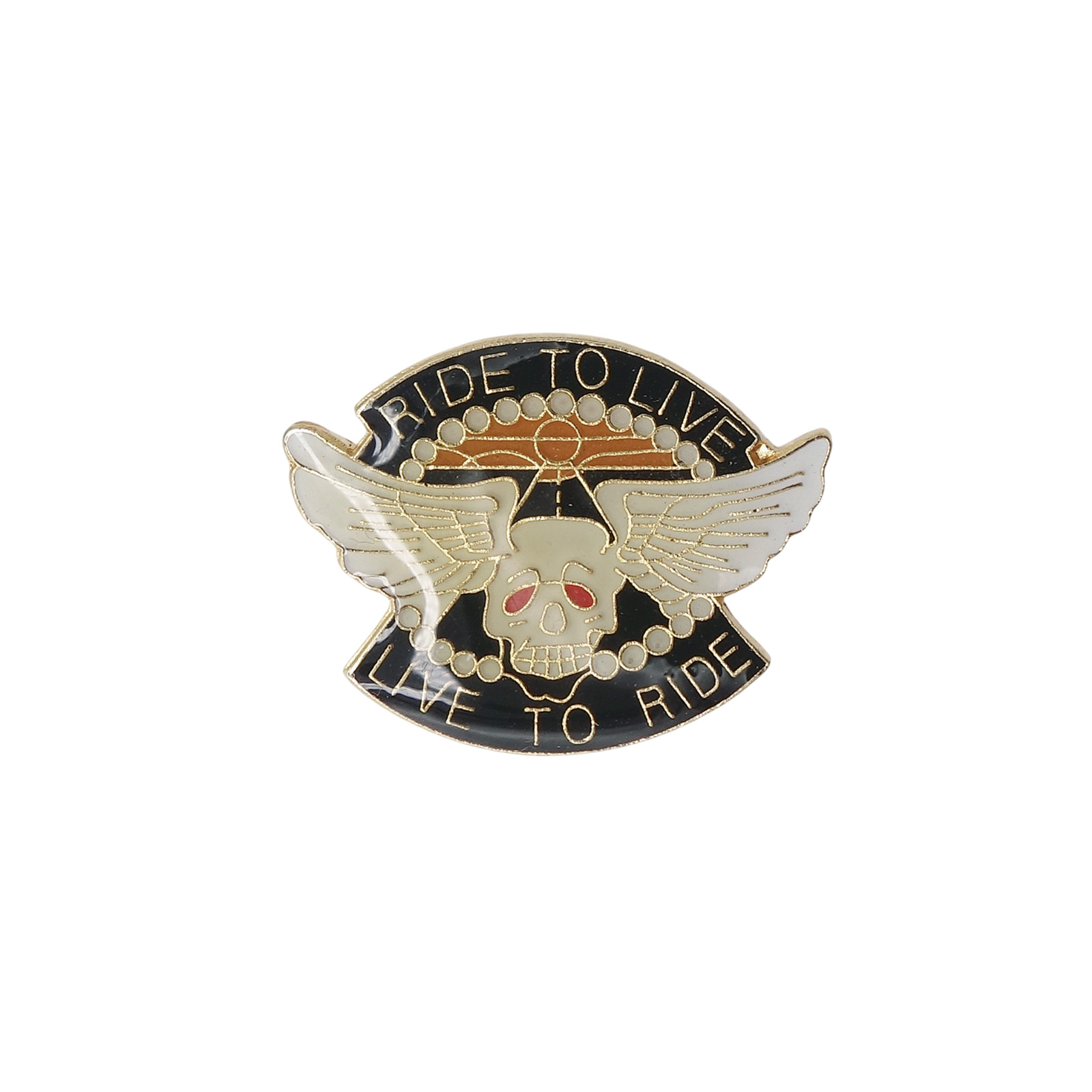 RIDE TO LIVE LIVE TO RIDE スカルウイング バイカー ピンズ PWII