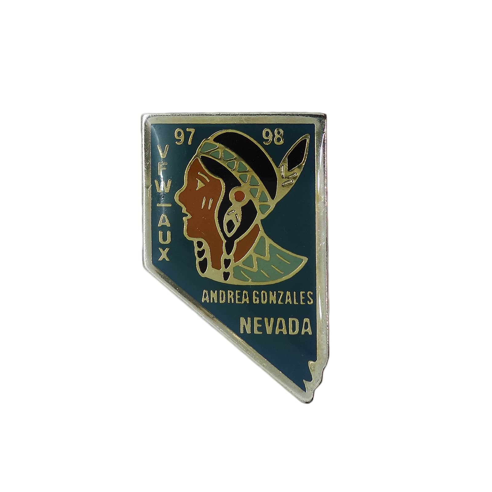 VFW Auxiliary NEVADA 地図型 インディアン ピンズ 退役軍人補助組織 留め具付き