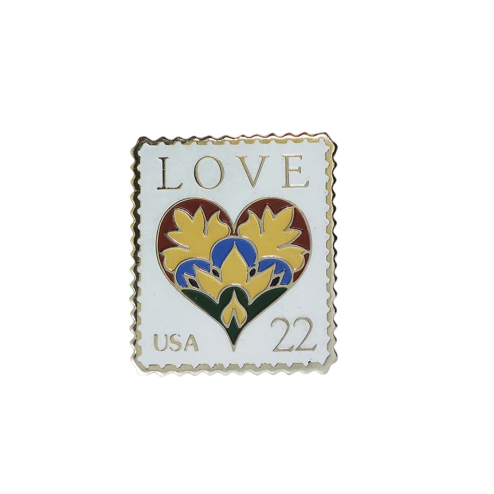 LOVE USA 22 切手型 ピンズ ハート 留め具付き