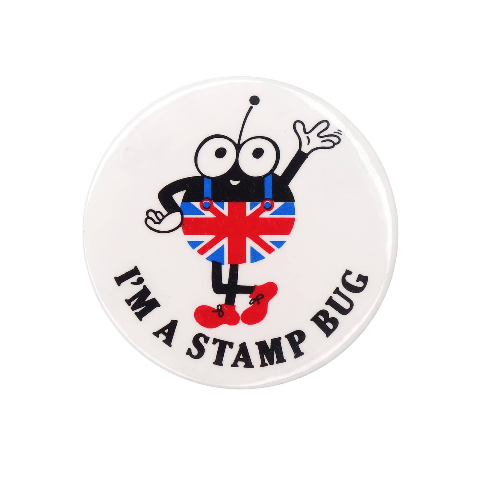 I'M A STAMP BUG 缶バッジ バッチ ユニオンジャック 虫 キャラ