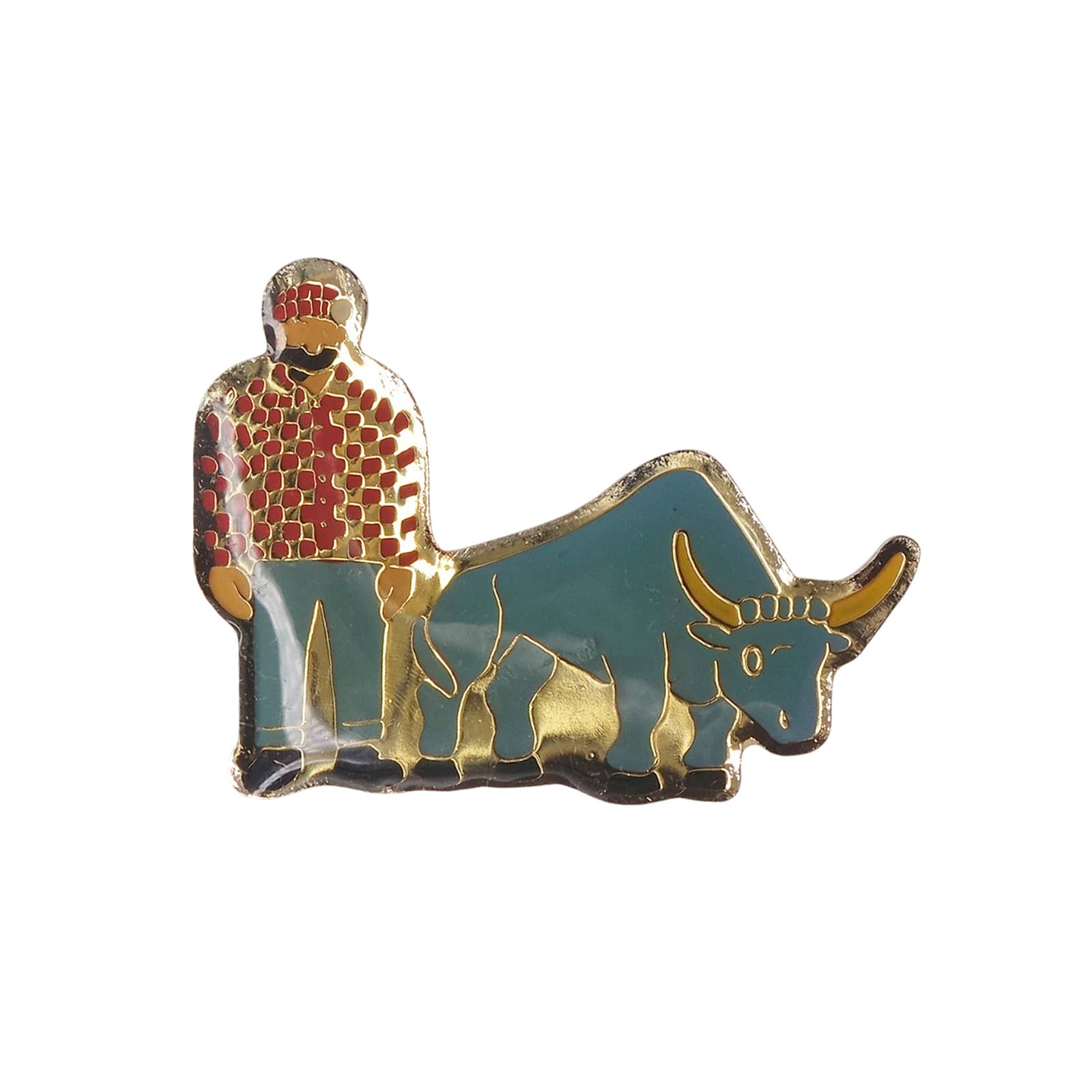 男性と雄牛 ピンズ