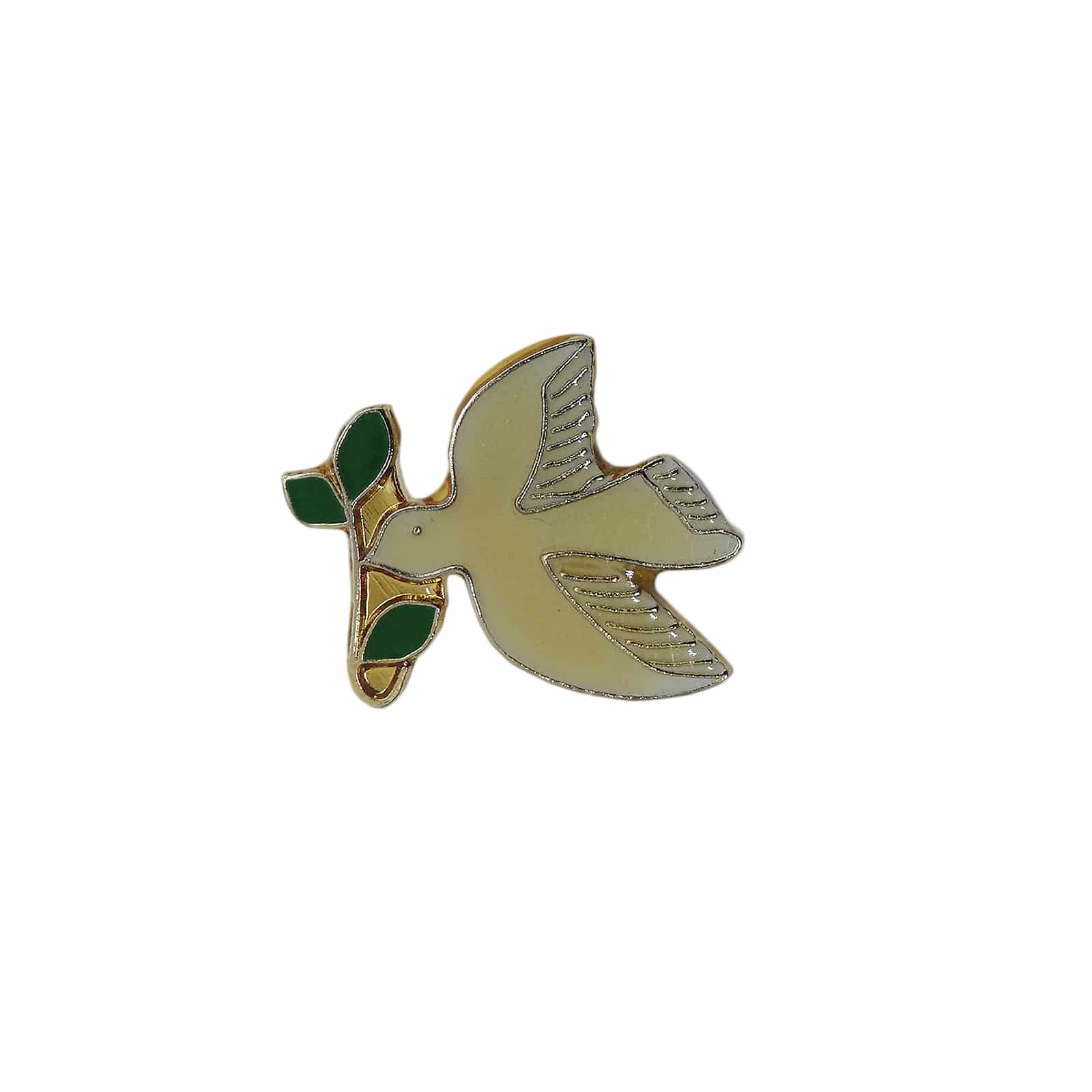 オリーブの枝をくわえた鳩 ピンズ 平和の象徴 CTA 留め具付き