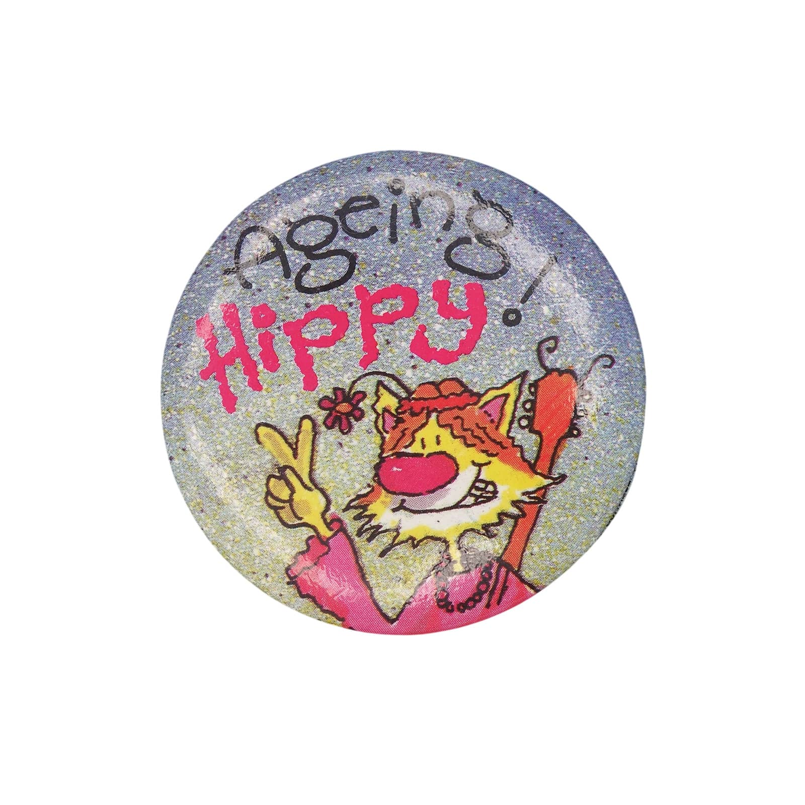 Ageing! Hippy 缶バッジ バッチ ファンキーな猫