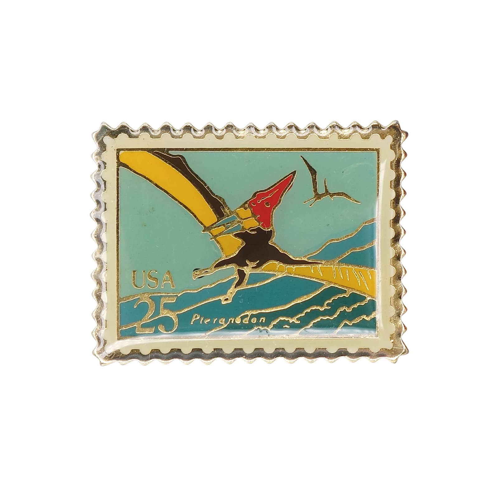 恐竜 プテラノドン USA 25c 切手型 ピンズ Pteranodon
