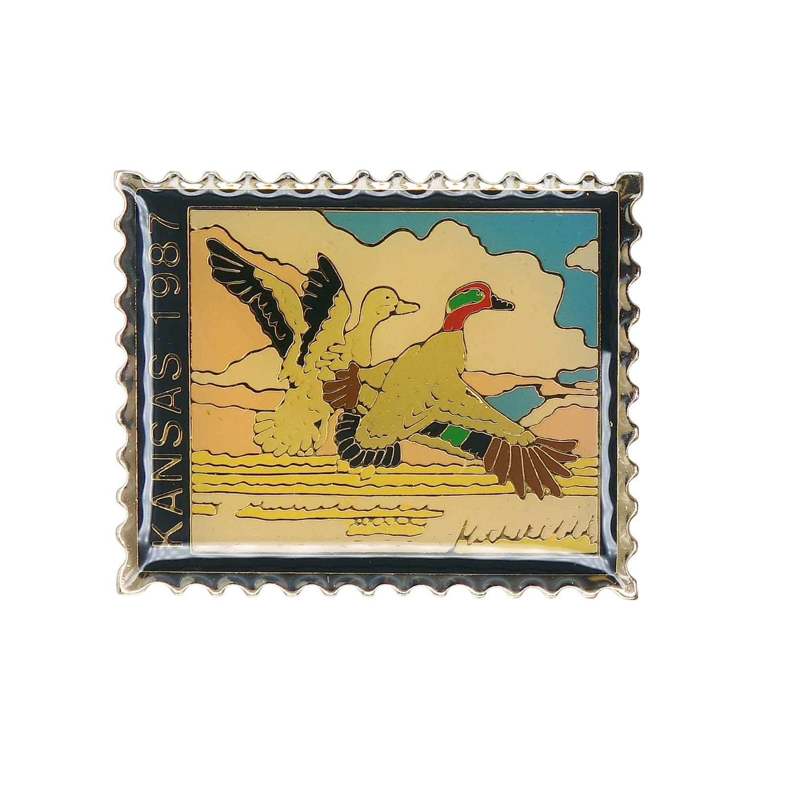 KANSAS カンザス州 カモ 切手型 ピンズ