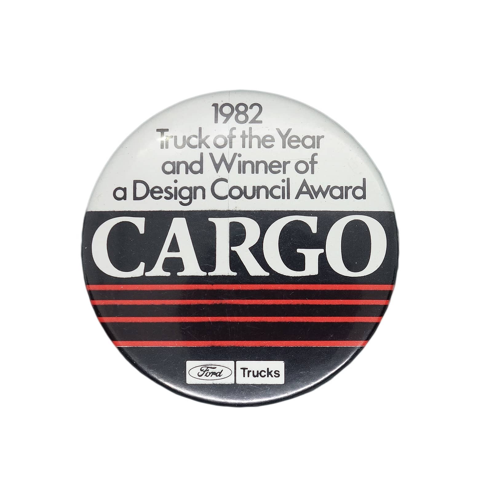 Ford Cargo フォード カーゴ 缶バッジ 1982 Truck of the year