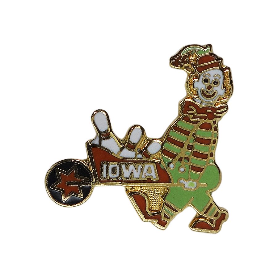 IOWA ボウリング ピンズ ピエロ ビンテージ 留め具付き