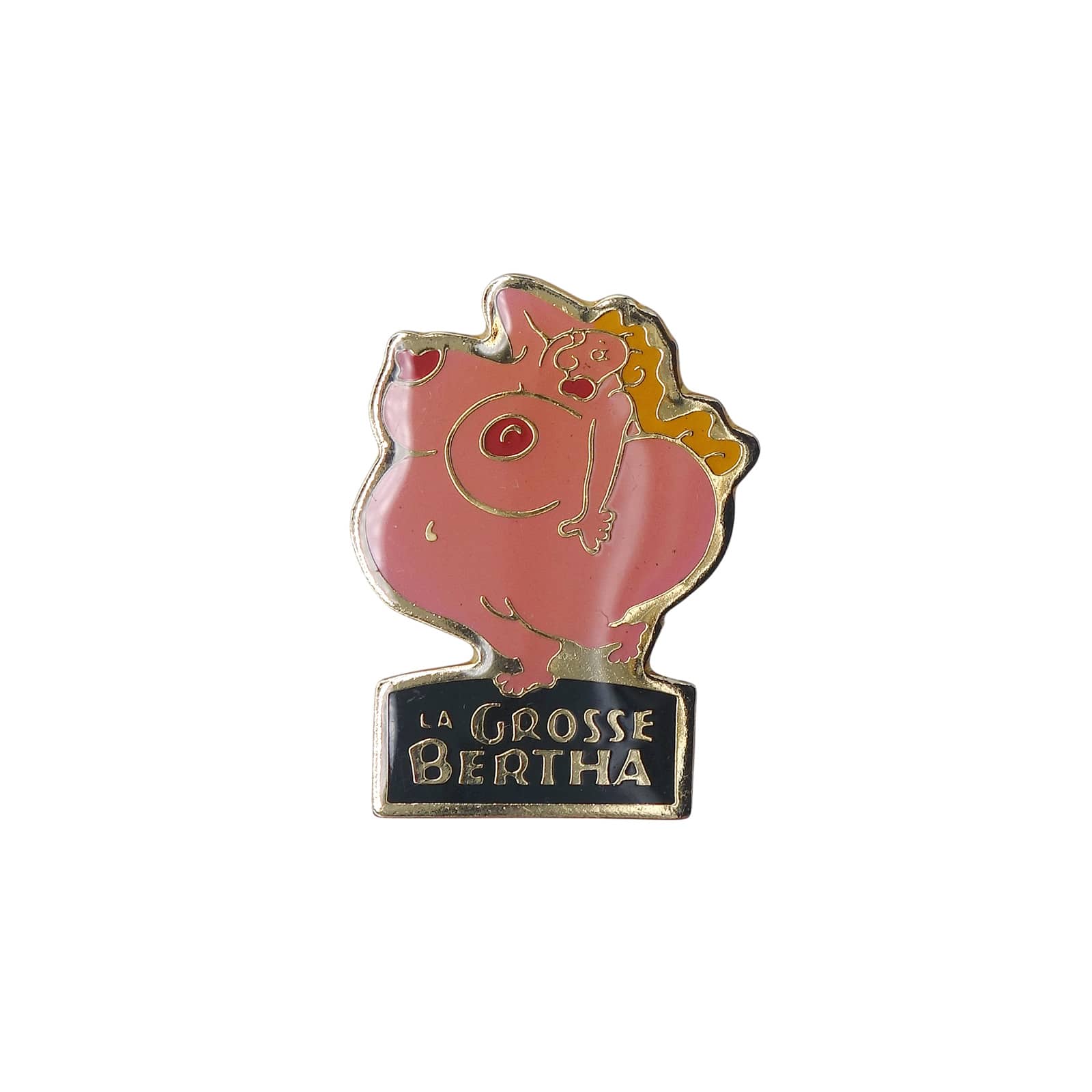 LA GROSSE BERTHA ふくよかな体型の裸の女性 ピンズ 週刊風刺雑誌　