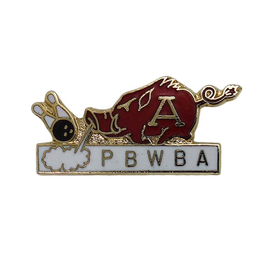 PBWBA ピンバッジ ブローチ 猪とボウリング ビンテージ
