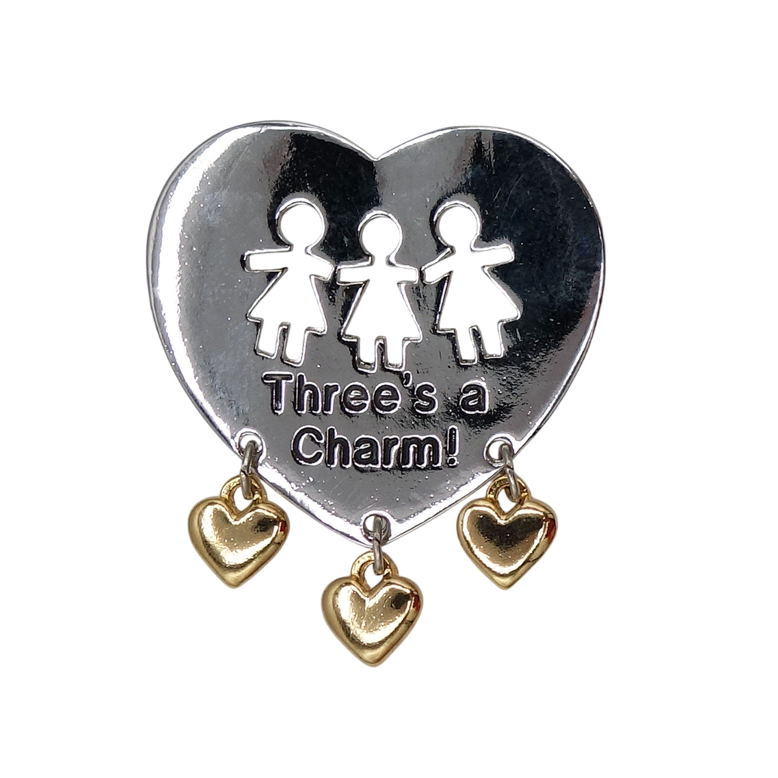 Three's a Charm! 3人の子供 ハート型 ピンズ Abbey Press