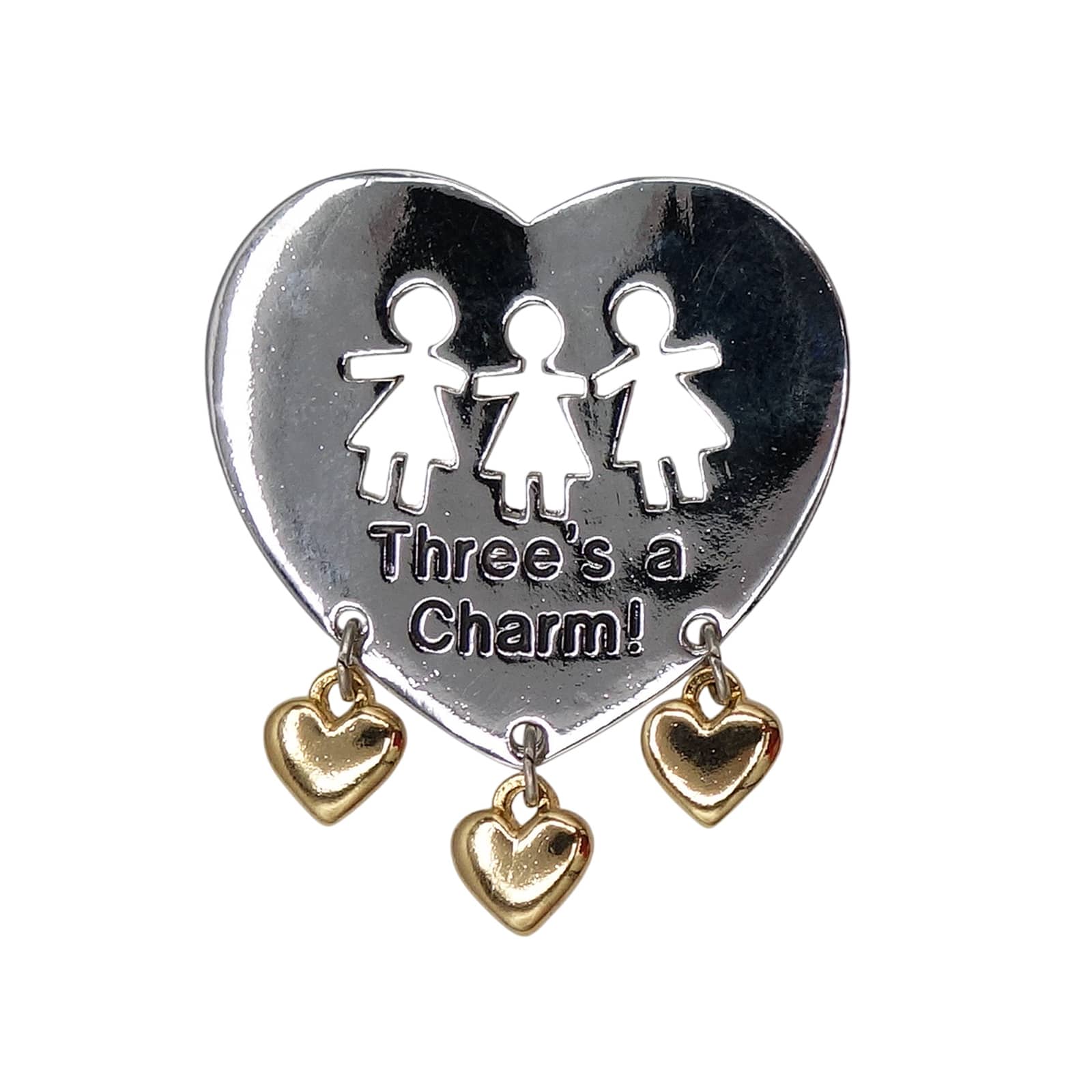 Three's a Charm! 3人の子供 ハート型 ピンズ Abbey Press