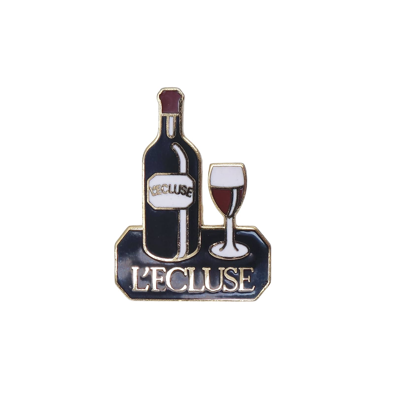 L'ECLUSE ワインバー ピンズ 酒 ボトルとグラス