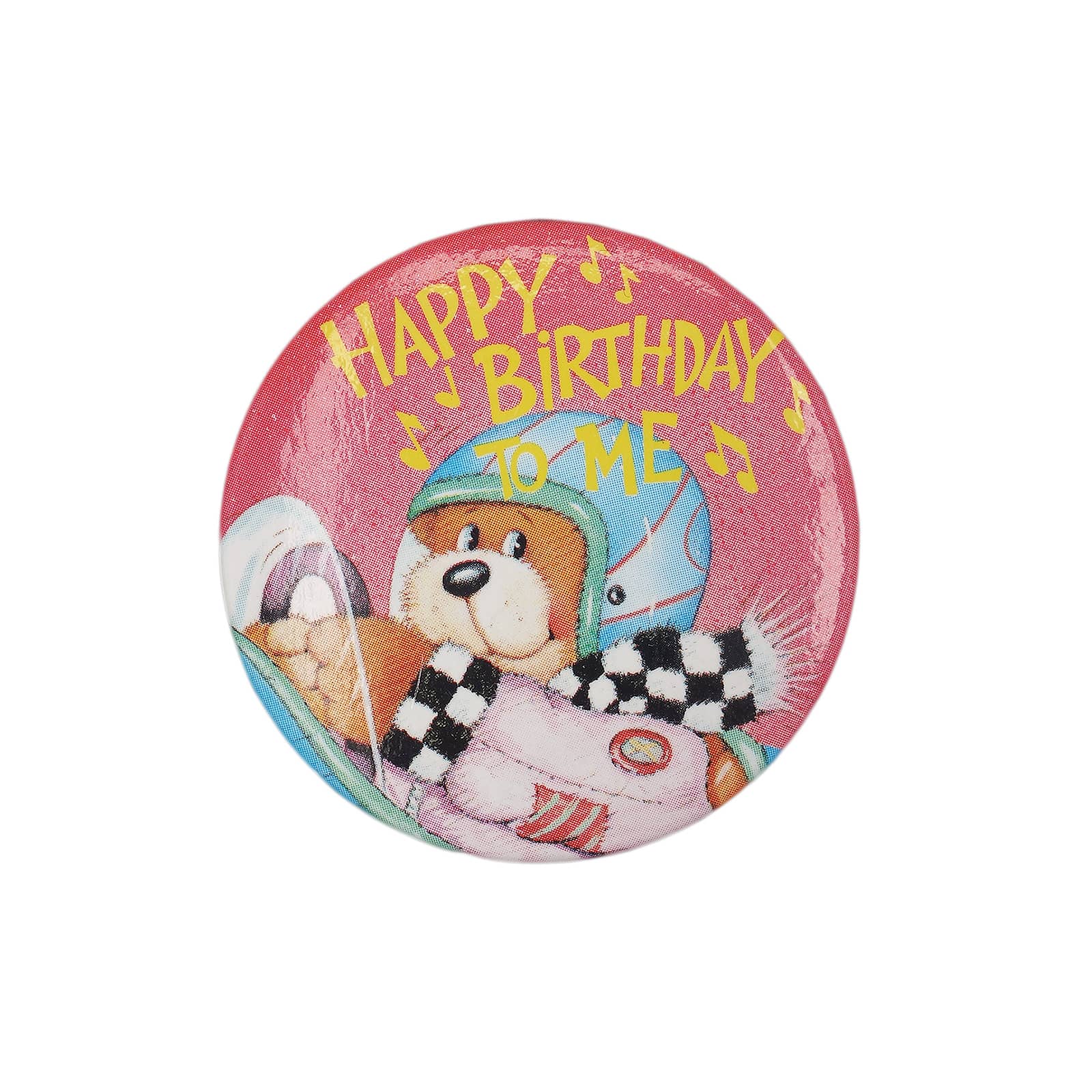 HAPPY BIRTHDAY TO ME 缶バッジ バッチ 誕生日 クマのレーシングドライバー