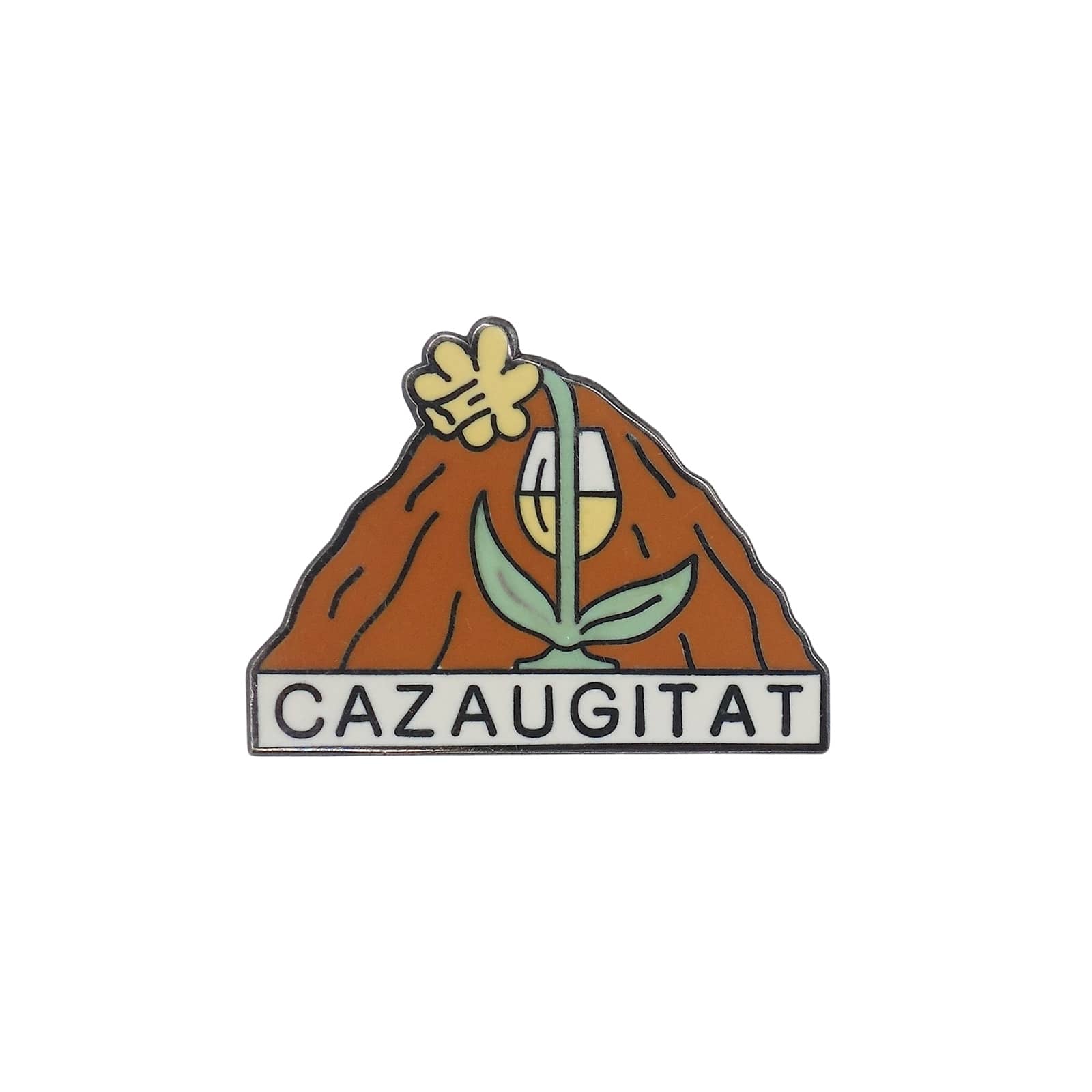 CAZAUGITAT ワイングラスと花 山型 ピンズ