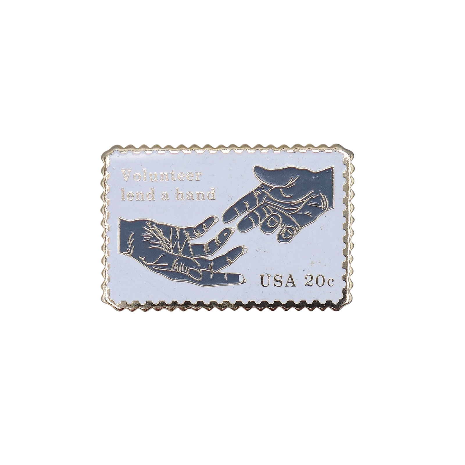 Volunteer Lend a Hand ボランティア USA 20c 切手型 ピンズ