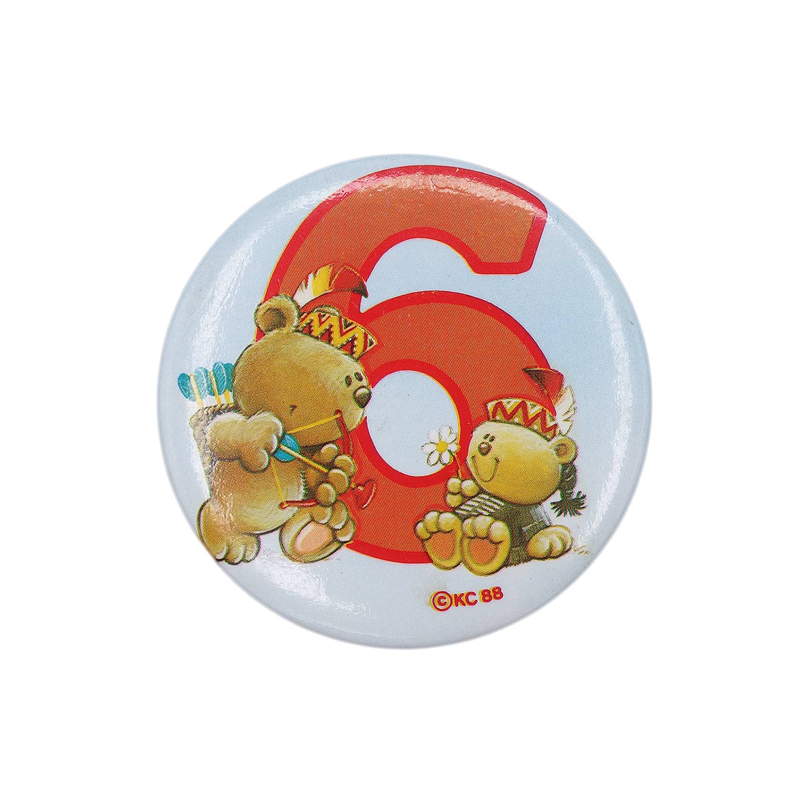 6歳 誕生日 弓を引くテディベア 缶バッジ バッチ KC 88