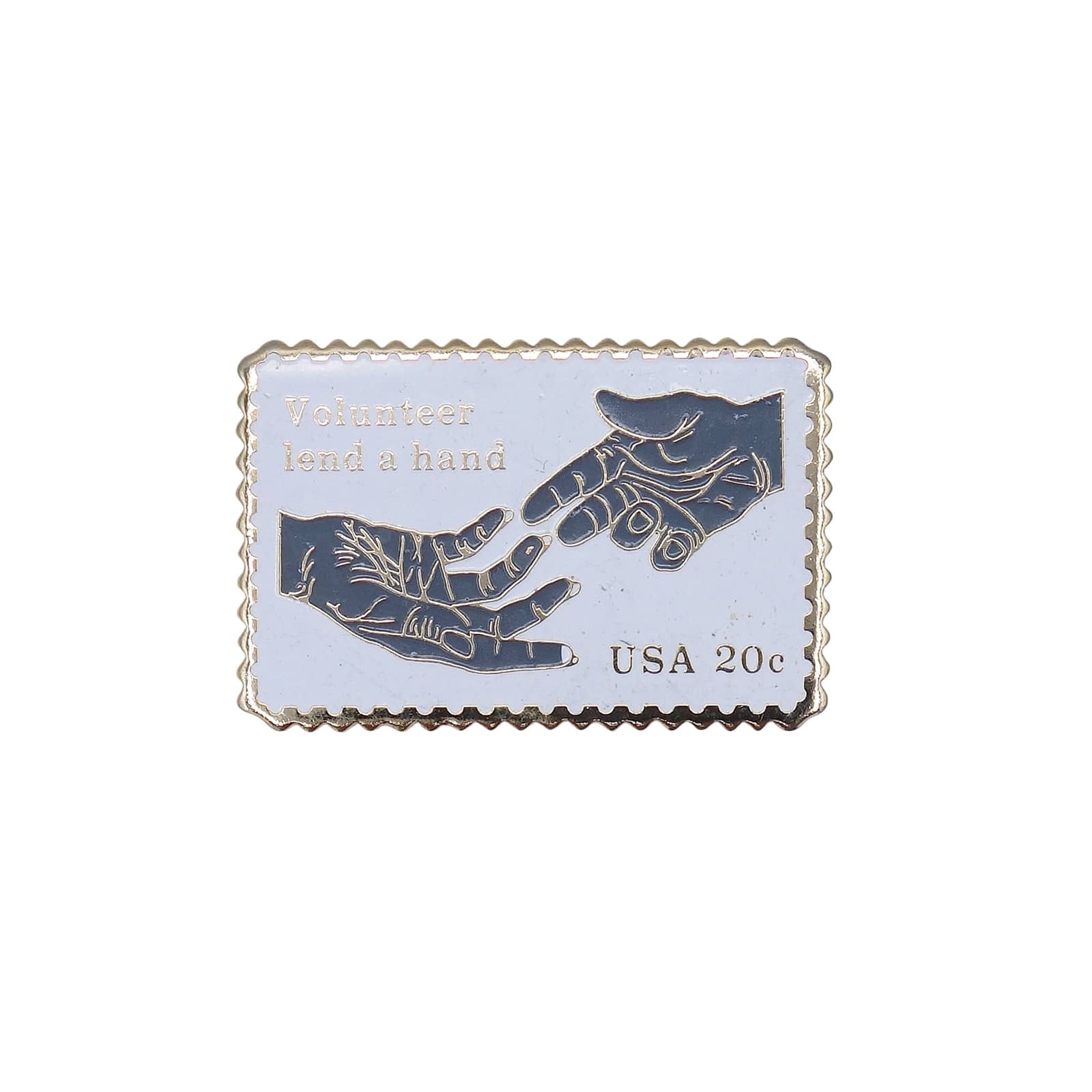 Volunteer Lend a Hand ボランティア USA 20c 切手型 ピンズ