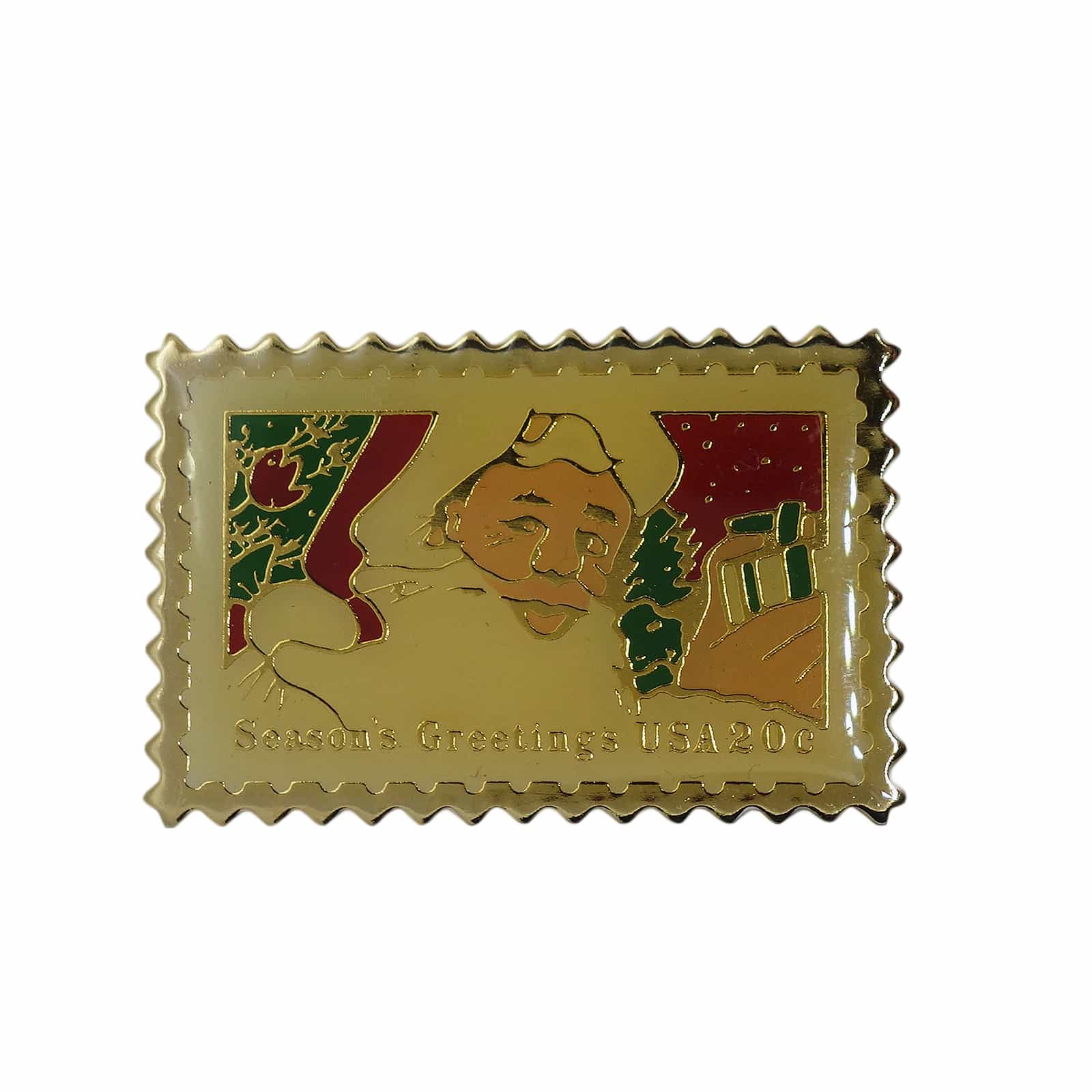 サンタクロース USA 20c 切手型 ピンズ クリスマス 留め具付き
