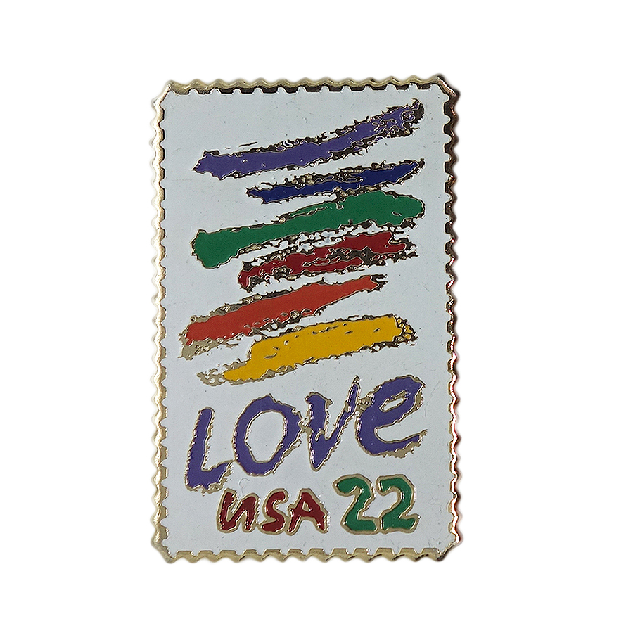 LOVE USA 22セント 切手型 ピンズ 留め具付き