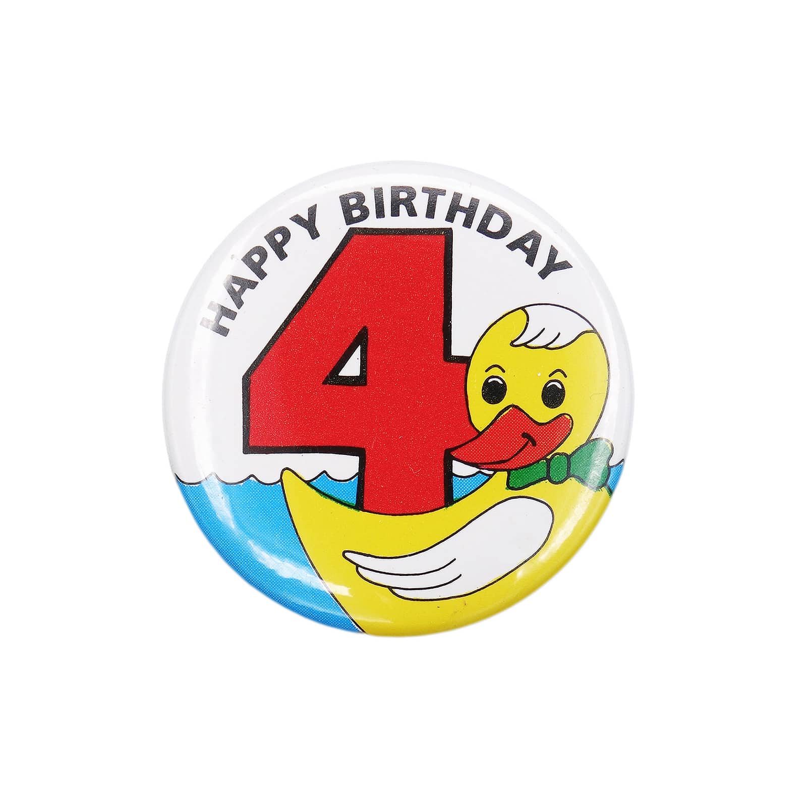 HAPPY BIRTHDAY 4 あひる 缶バッジ バッチ 4歳 誕生日