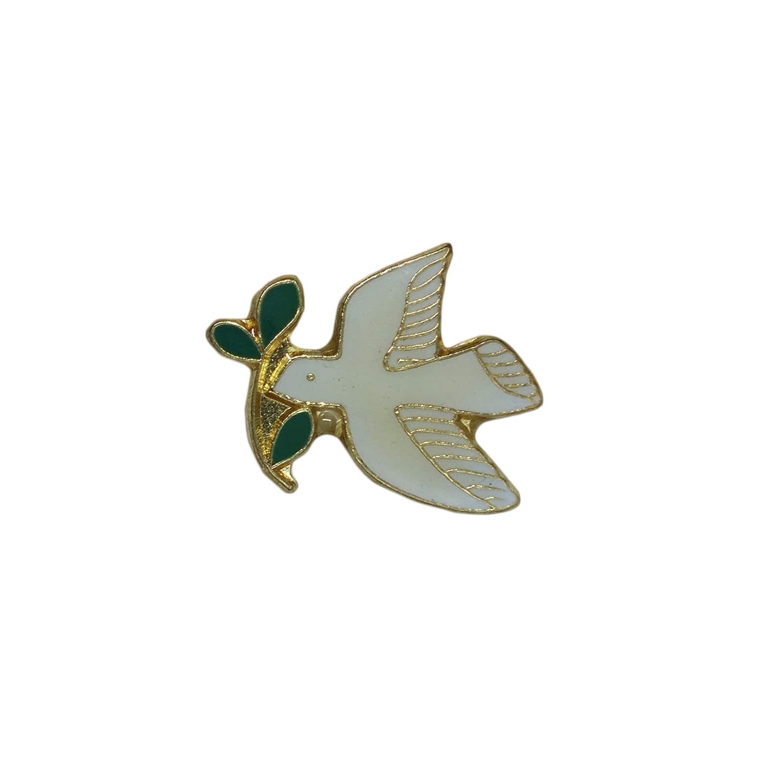オリーブの枝をくわえた鳩 ピンズ 平和の象徴 留め具付き