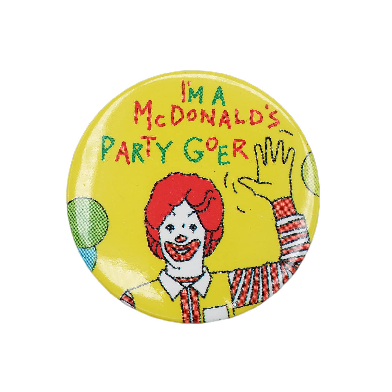 I'M A McDONALD'S PARTY GOER ドナルド 缶バッジ マクドナルド