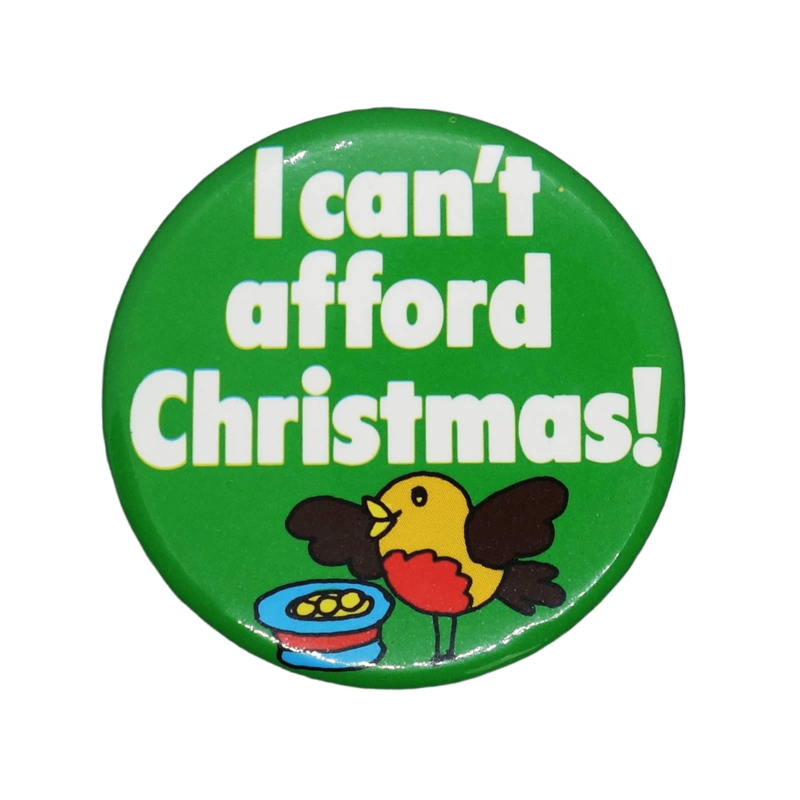 クリスマス 缶バッジ I can't afford Christmas 缶バッチ 小鳥