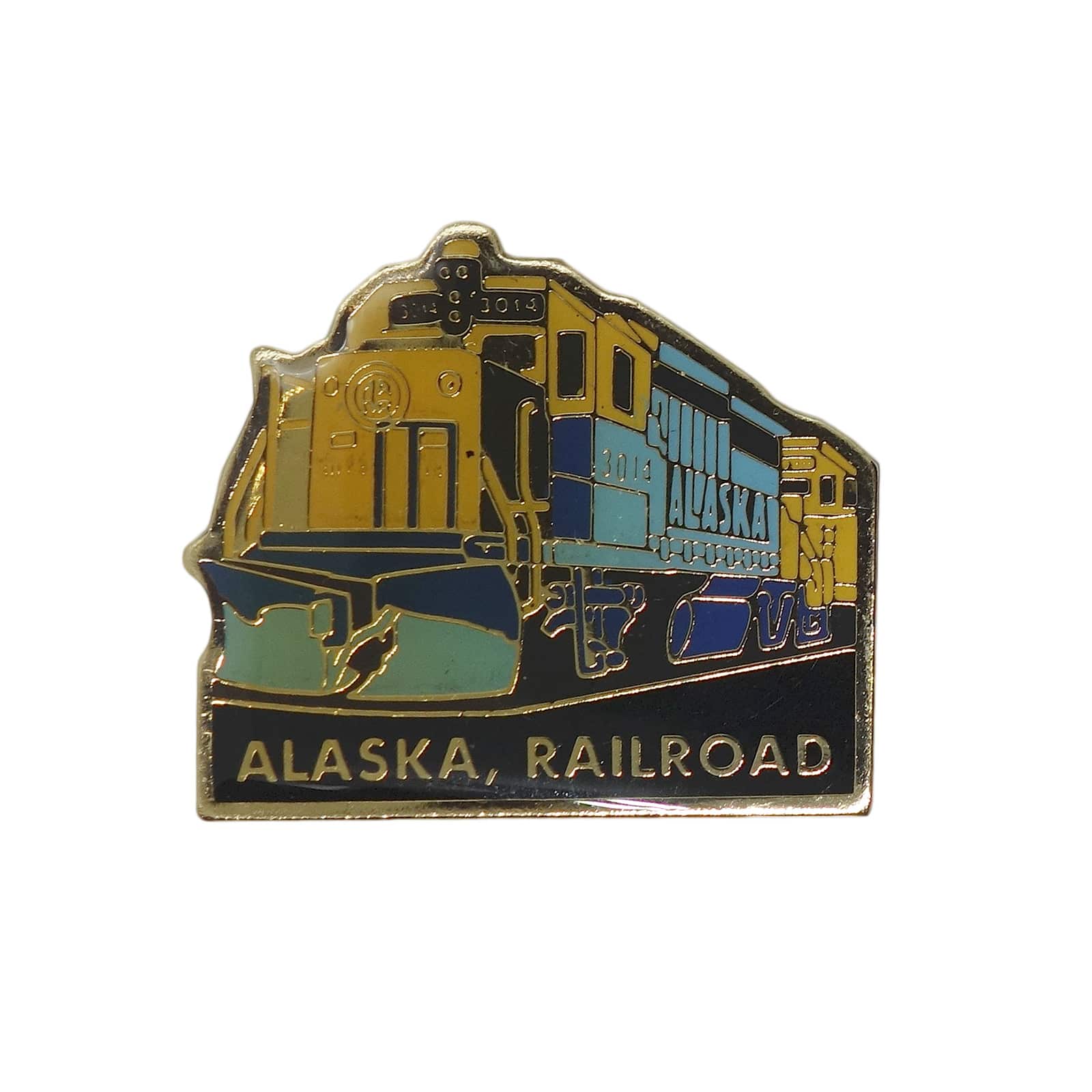 ALASKA, RAILROAD ピンズ アラスカ鉄道 留め具付き