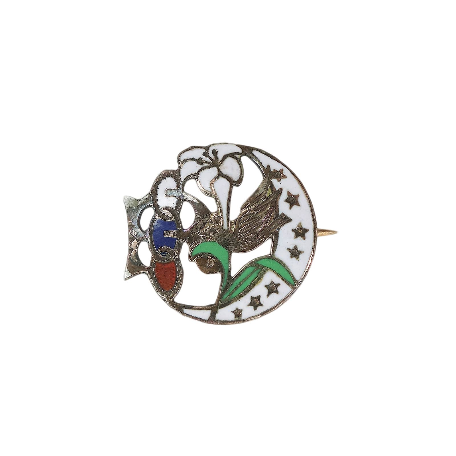 花と鳥 ビンテージ ピンバッジ ブローチ