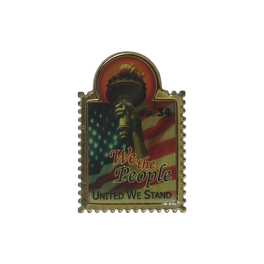 UNITED WE STAND 星条旗 自由の女神 USA 34c 切手型 ピンズ 留め具付き