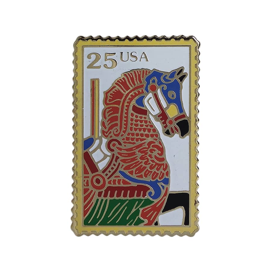 馬 USA 25セント切手型 ピンズ 留め具付き