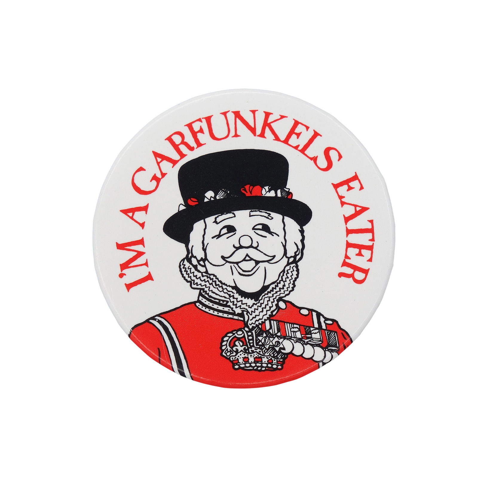 I'M A GARFUNKELS EATER レストランチェーン 缶バッジ バッチ 衛兵