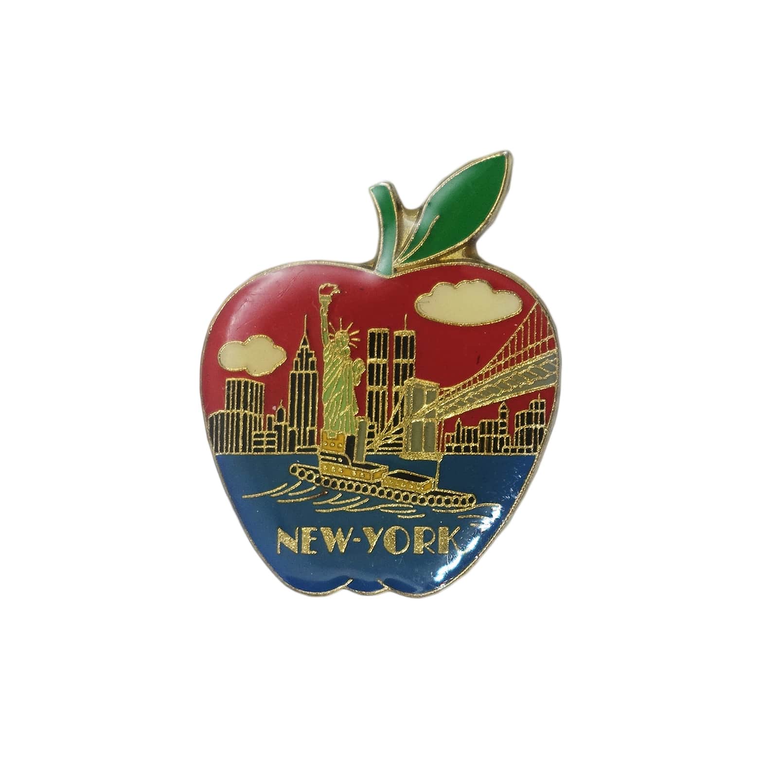 NEW YORK リンゴ型 ピンズ ニューヨーク 留め具付き