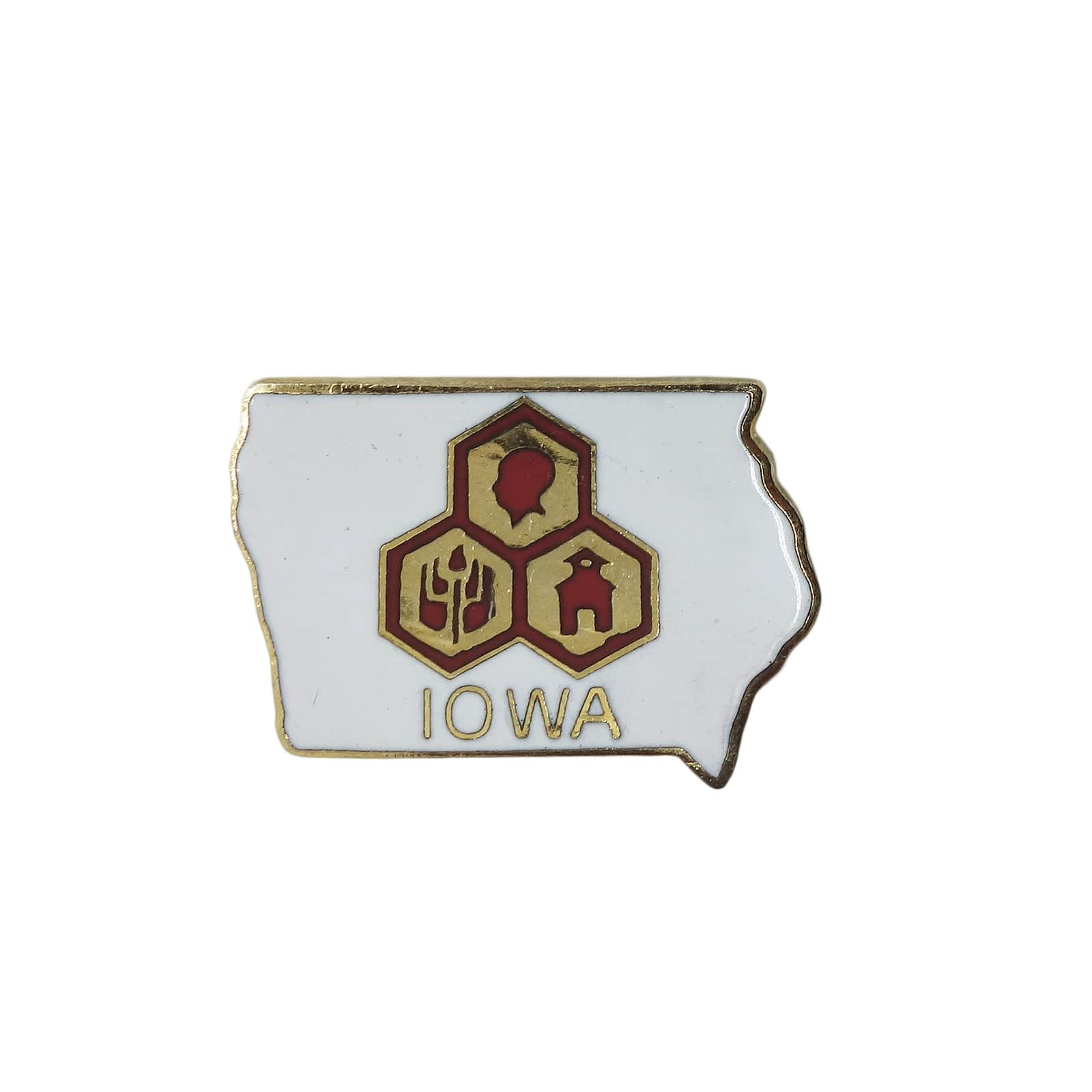 IOWA ピンズ アイオワ州 地図型 留め具付き